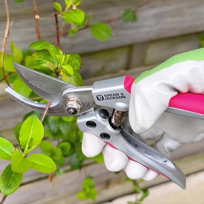 Spear & Jackson Bypass Secateurs + Mini Snips Set in Pink